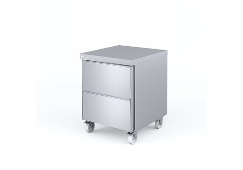  HorecaTraders Bar Fridge with 2 Drawers | 4 Wheels | 210 Contents 