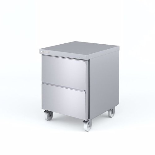  HorecaTraders Bar fridge with 2 drawers 4 wheels 210 Content 