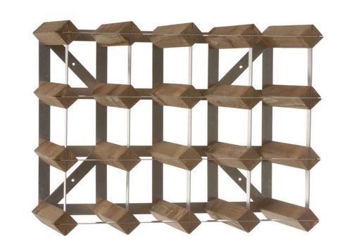  HorecaTraders Houten/Metalen wijnrek | 16 flessen | 42 x 22,8 x (h) 32,4cm 