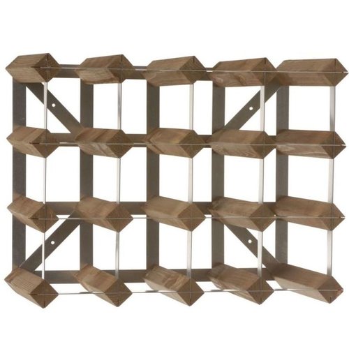  HorecaTraders Wooden / Metal wine rack 16 bottles 42 x 22.8 x (h) 32.4 cm 