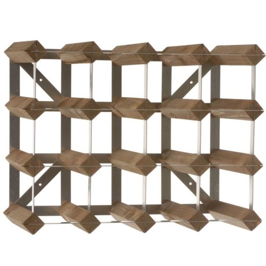 Casier à vin en bois/métal | 16 bouteilles | 42 x 22,8 x (h) 32,4 cm | Bois / Métal