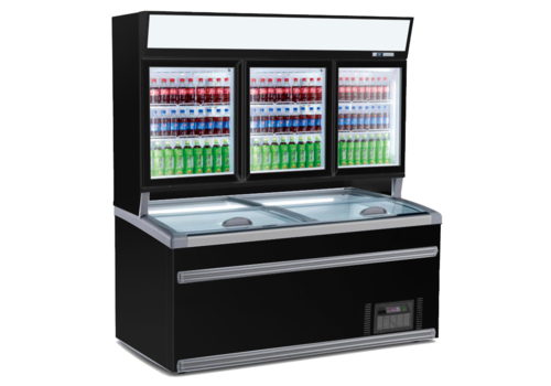  Combisteel Wall-mounted cooling unit with freezer combination | Black | Glass doors (3) 