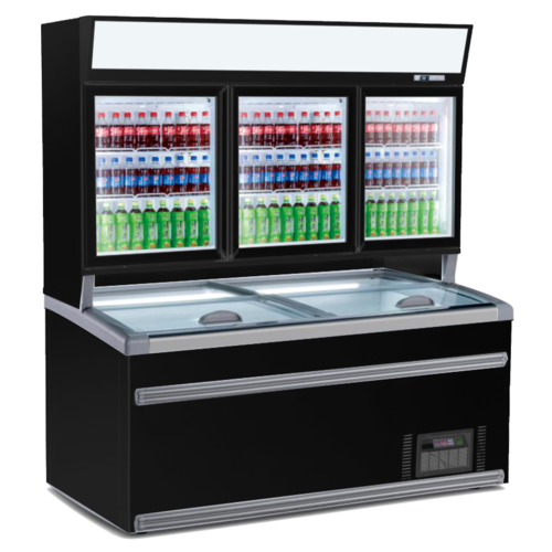  Combisteel Wandkühlgerät mit Gefrierkombination | Schwarz | Glastüren (3) 