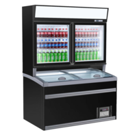 Unité de refroidissement murale avec combinaison congélateur | Noir | Portes vitrées (2)