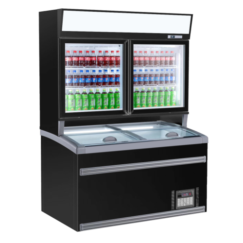  Combisteel Wandkühlgerät mit Gefrierkombination | Schwarz | Glastüren (2) 