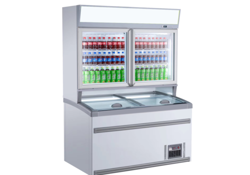  Combisteel Wall-mounted cooling unit with freezer combination | White | Glass doors (2) 