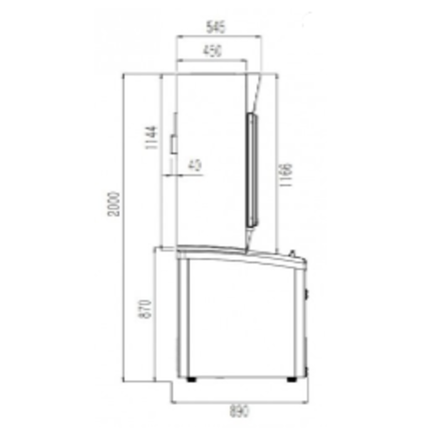 Wall-mounted cooling unit with freezer combination | White | Glass doors (2)
