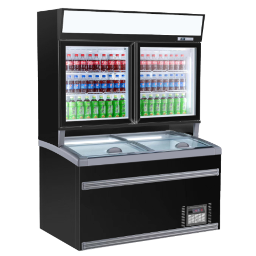  Combisteel Wall Freezer | 230 V | 269 Kg | Black | 2 Glass Doors 