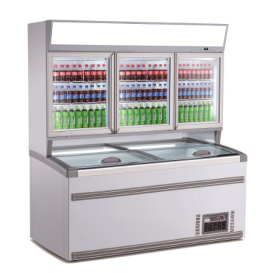 Wall Freezer | 230 V | 269 kg | Black | 3 glass doors