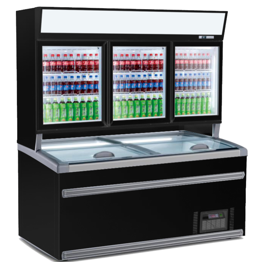 Wall Freezer | 230 V | 269 kg | Black | 3 glass doors