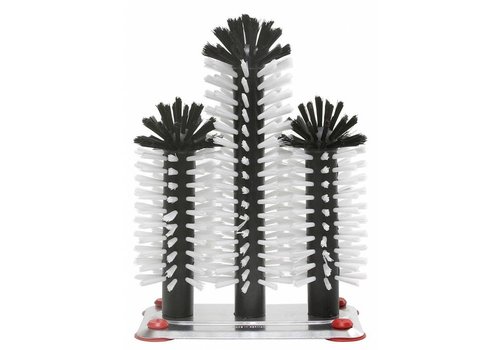  HorecaTraders Rinse brush aluminum base 3-part | 18x25x18cm 