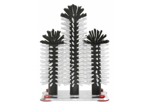  HorecaTraders Rinsing brush aluminum base 3-piece | 18x25x18cm 