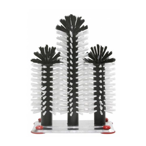 HorecaTraders Rinsing brush aluminum base 3-piece | 18x25x18cm 