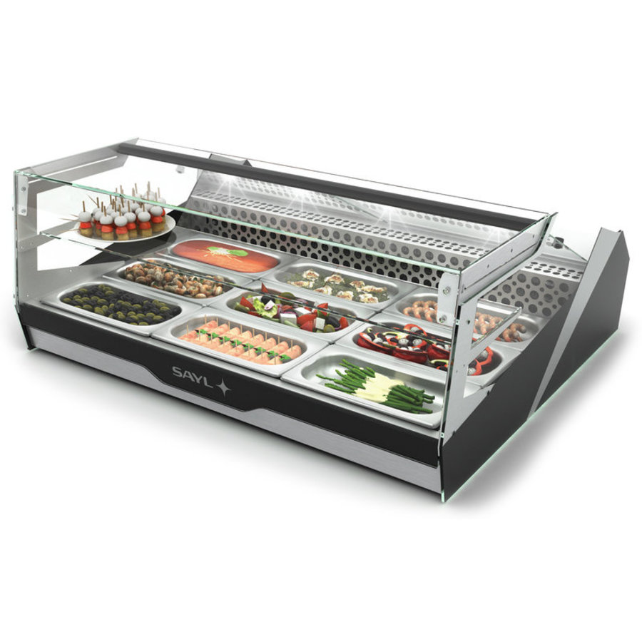 Vitrine réfrigérée pour buffet | Conteneurs 1/1GN 65 mm | Éclairage LED | Disponible en 2 tailles