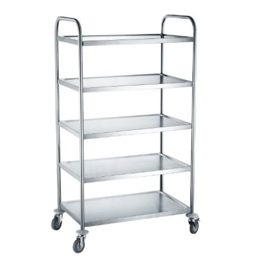Serving trolley | Stainless steel | 5 shelves | Dismountable