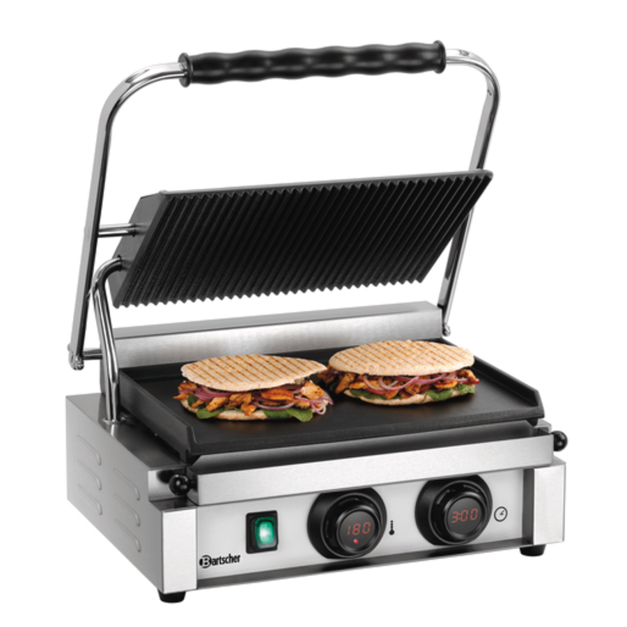Contactgrill | Rvs | Geribbels/Glad | 230 V