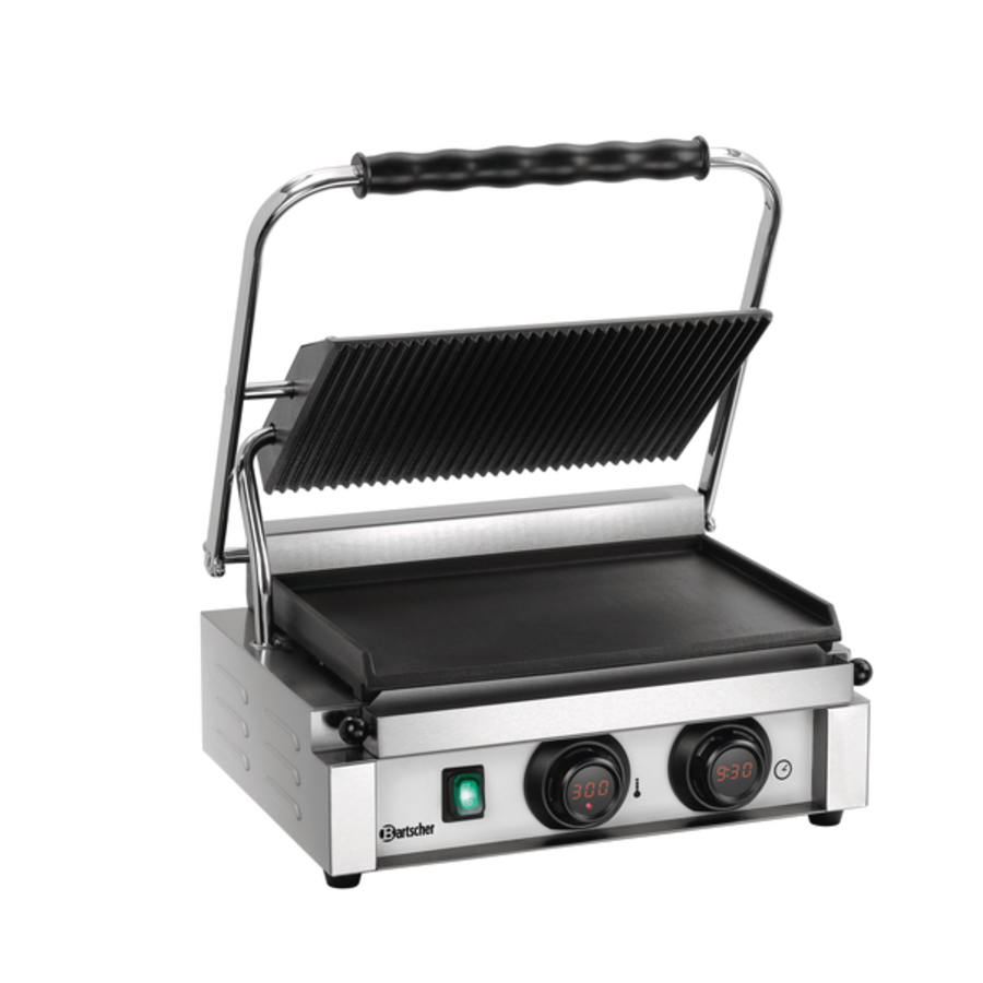 Contactgrill | Rvs | Geribbeld/Glad | 230 V