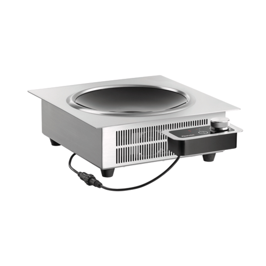 Wok à induction encastrable | acier inoxydable | 37x39x13,5 cm