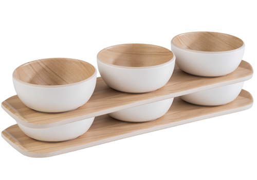  APS Melamine Serving Tray With 3 Bowls 