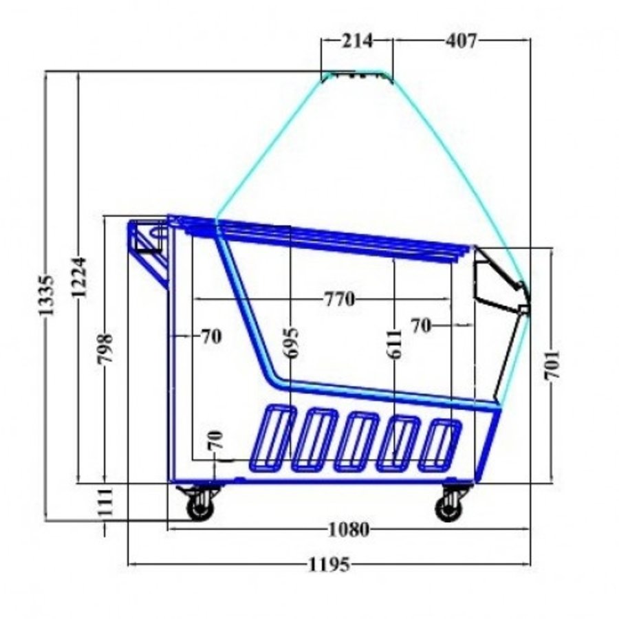 Eisvitrine Hawaii | 16 Eisbecher | 1590x1195x1335mm