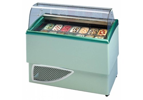  HorecaTraders Ice cream display case for Ice cream | Interior lighting 2 x 7 Bins | Castors | 1349x773x (H) 1225mm 