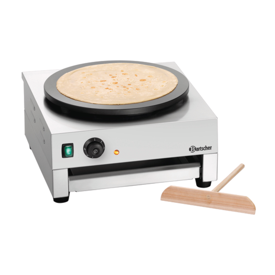 Plaque de cuisson à crêpes | acier inoxydable | Ø400 mm | y compris diviseur de pâte | 230 volts