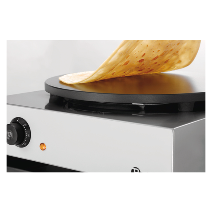 Plaque de cuisson à crêpes | acier inoxydable | Ø400 mm | y compris diviseur de pâte | 230 volts