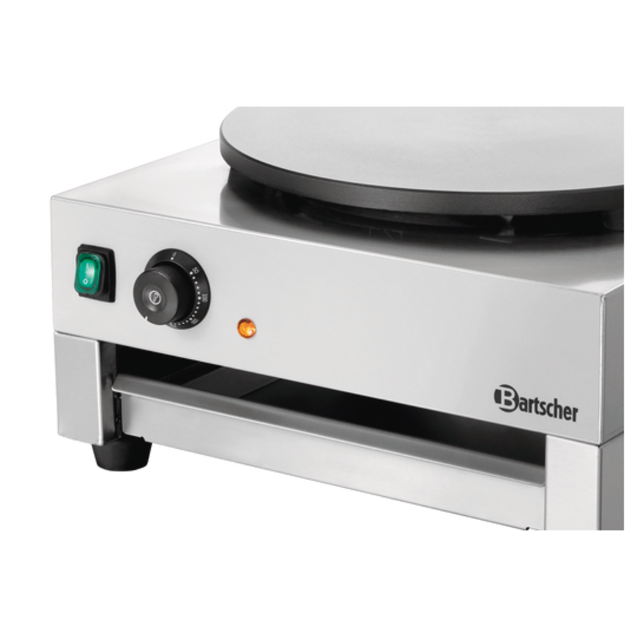 Plaque de cuisson à crêpes | acier inoxydable | Ø400 mm | y compris diviseur de pâte | 230 volts