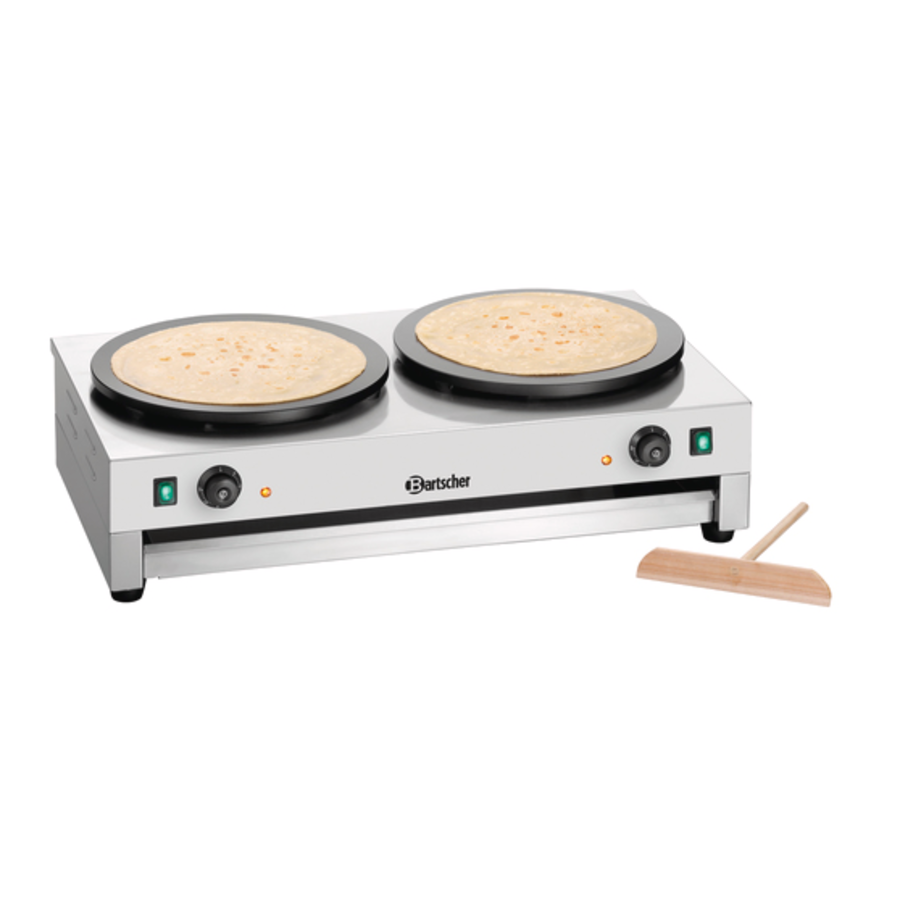Plaque de cuisson à crêpes | acier inoxydable | Double | 400 mm | 230 volts