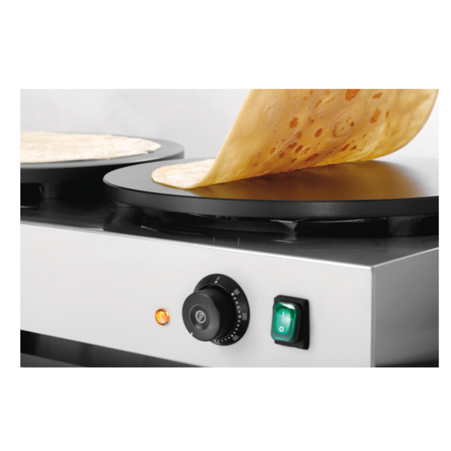 Plaque de cuisson à crêpes | acier inoxydable | Double | 400 mm | 230 volts