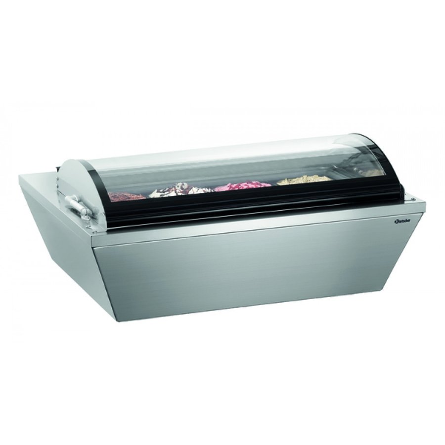 Vitrine à glaces | acier inoxydable | 26 L | 4 conteneurs amovibles de 6,5 litres