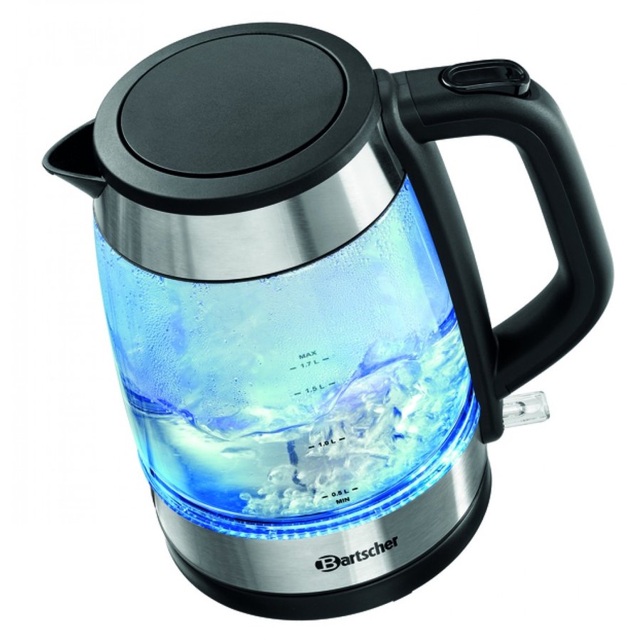 Bouilloire | 1,7 L | Lumière bleue | Boîtier en verre et en acier inoxydable