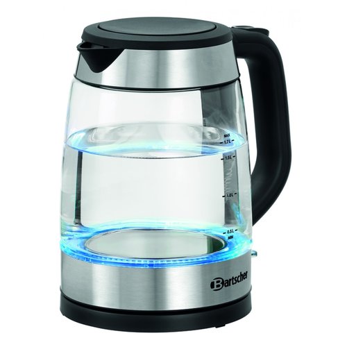  Bartscher Bouilloire | 1,7 L | Lumière bleue | Boîtier en verre et en acier inoxydable 