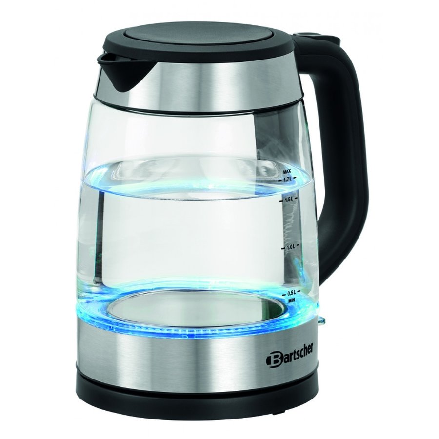 Bouilloire | 1,7 L | Lumière bleue | Boîtier en verre et en acier inoxydable