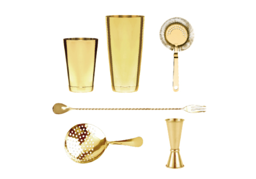  HorecaTraders Coffret à cocktail doré | 6 pièces 