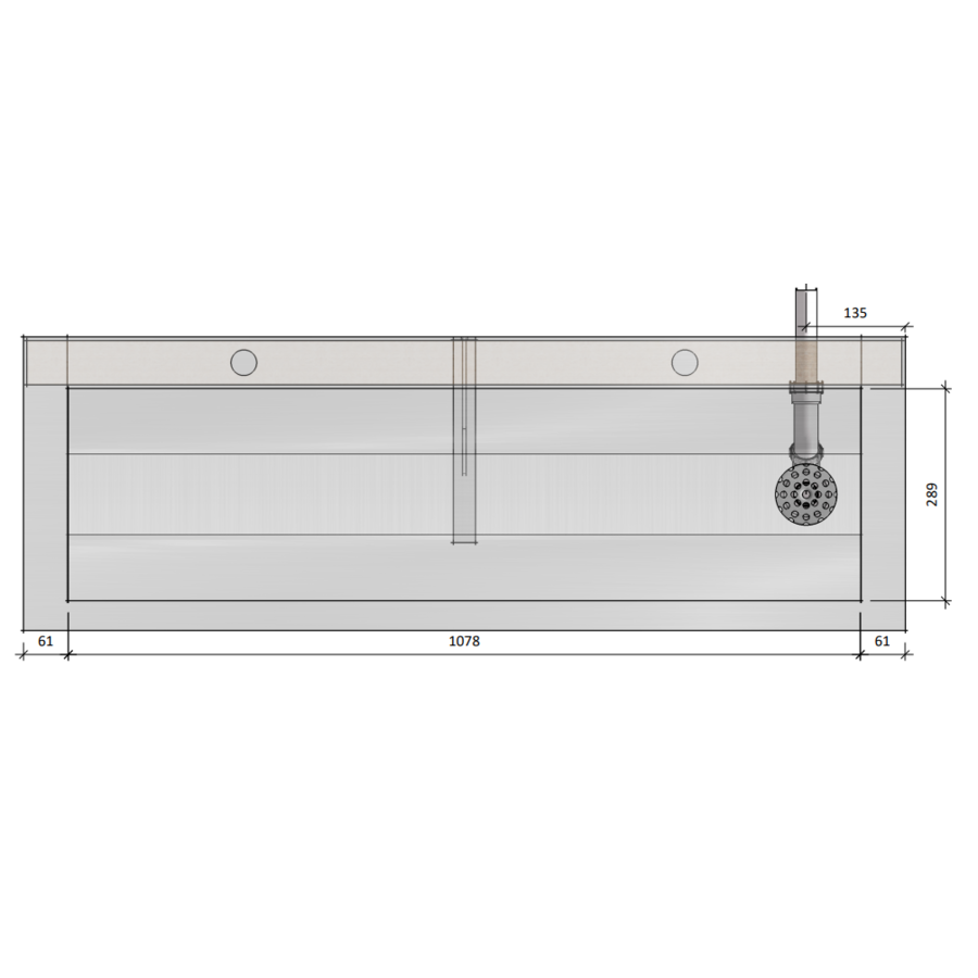 Wastrog Wasbak RVS AISI 304 B 120 x D 40 x H 24 cm