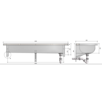 Washing trough Washbasin stainless steel AISI 304 W 120 x D 40 x H 24 cm