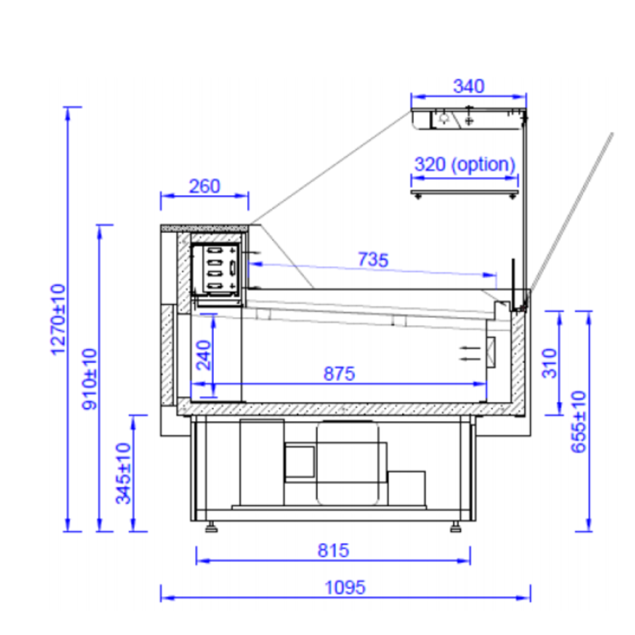 Koeltoonbank Zwart | Morris 1.5 | 150x106x(h)131 cm