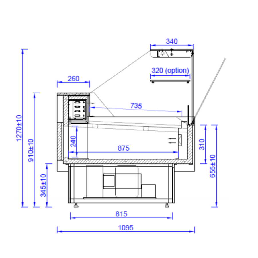 Koeltoonbank Zwart | Morris 2.0 | 200x106x(h)131 cm