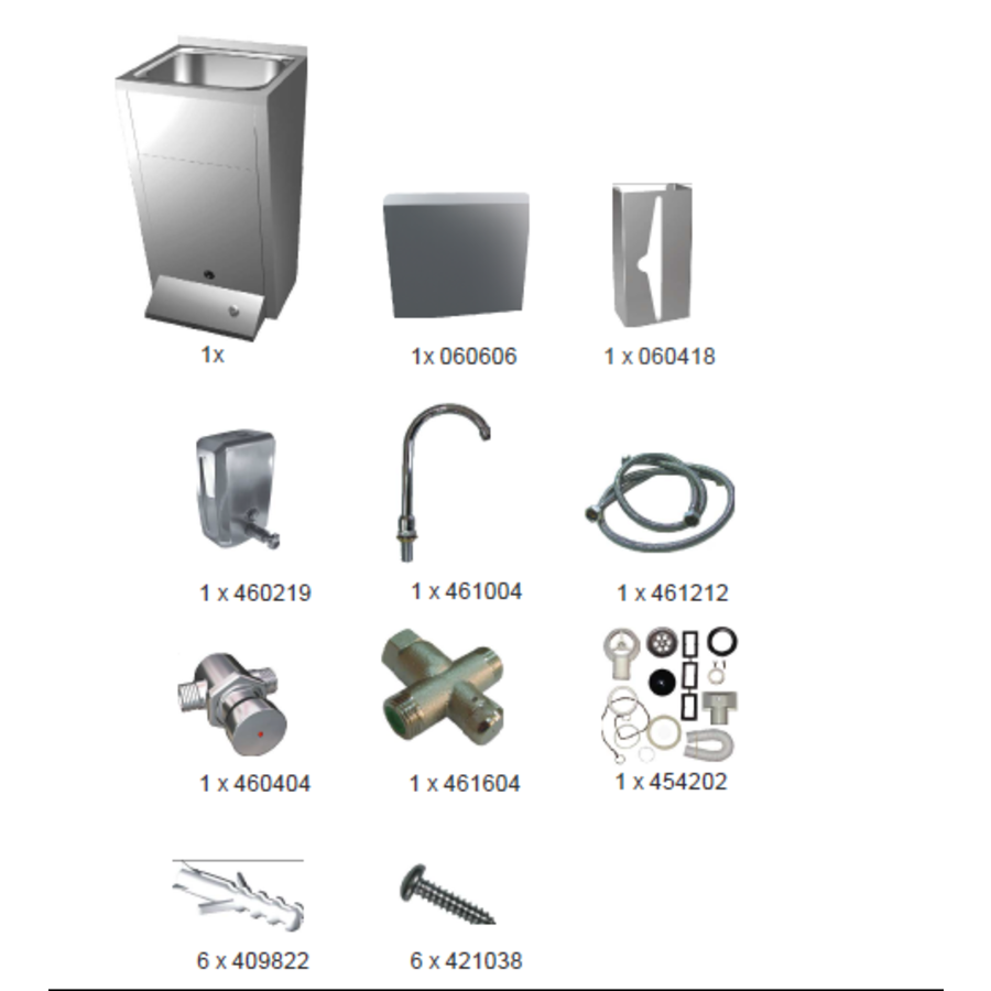 Lavabo en acier inoxydable avec poubelle et distributeur de savon