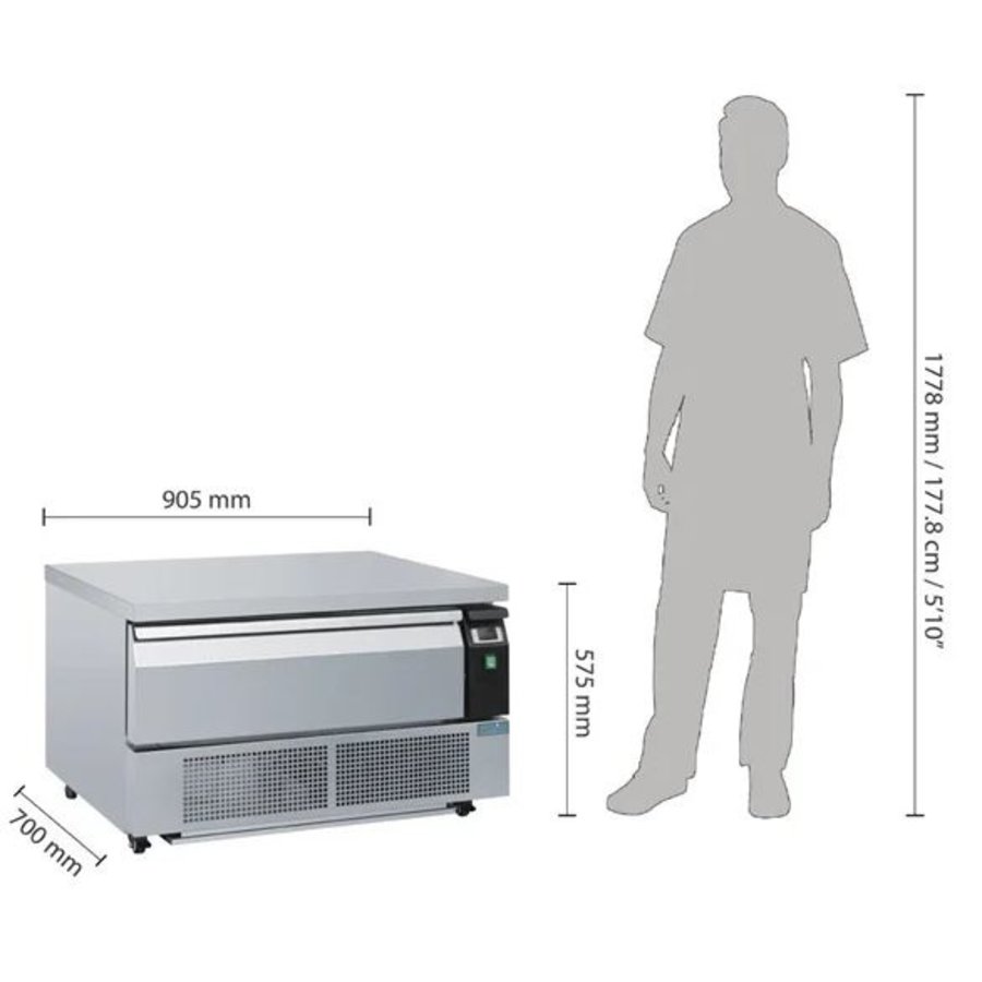 Congélateur compact en acier inoxydable 1 tiroir 2x GN 1/1