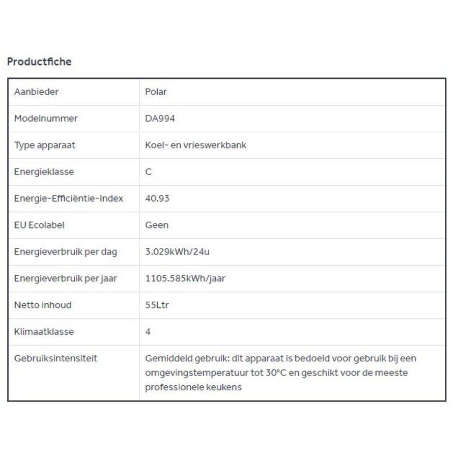 Congélateur compact en acier inoxydable 1 tiroir 2x GN 1/1