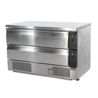 Compact refrigerator-freezer workbench | stainless steel | 2 drawers | 6 x GN 1/1