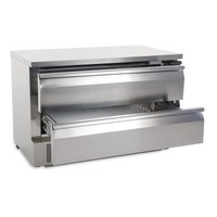 Compact fridge-freezer workbench | Stainless steel | 2 drawers | 6 x GN 1/1