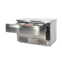 Compact refrigerator-freezer workbench | stainless steel | 2 drawers | 6 x GN 1/1