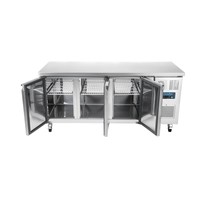 Refrigerated workbench with wheels | stainless steel | 3-door | 417L