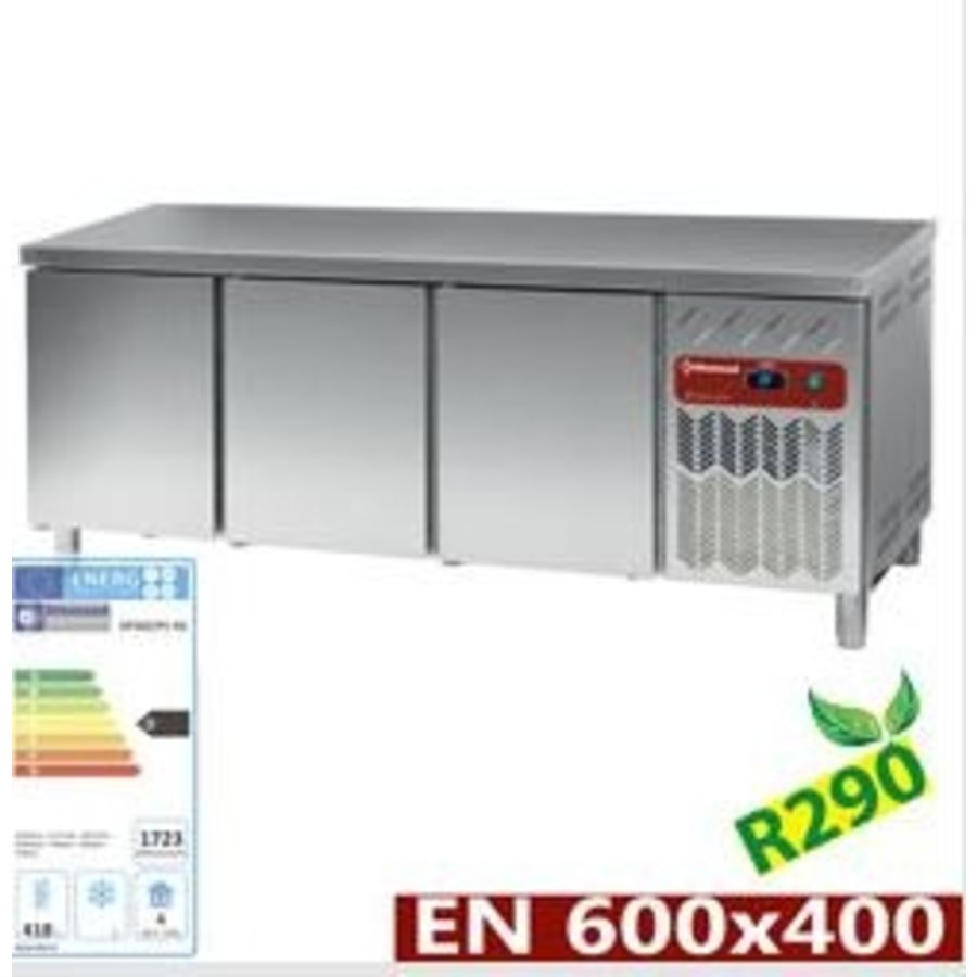 Table de travail réfrigérée | ventilé | 3 portes | 600x400 (550L)