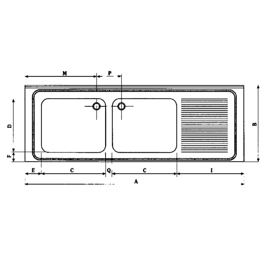 Sink table top | 2 sinks left | 8 formats