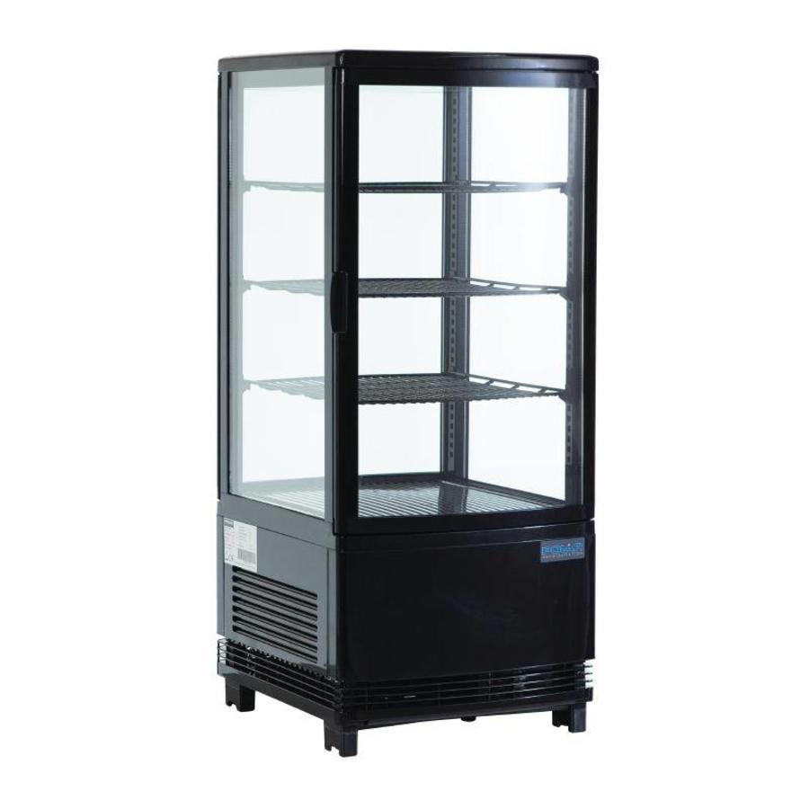 Compact Black Refrigerated Display Case 68 Liters