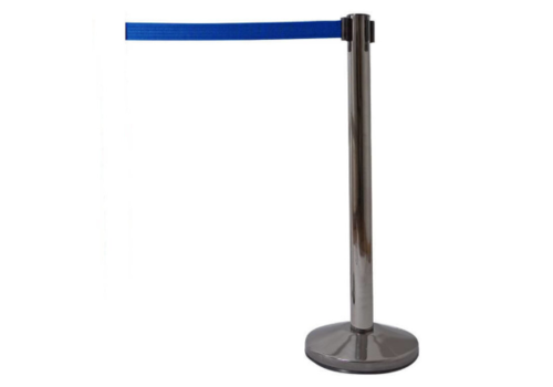  HorecaTraders Afzetpaal Verschroomd | 98 cm Hoog | Blauw Koort | Per 2 Stuks 